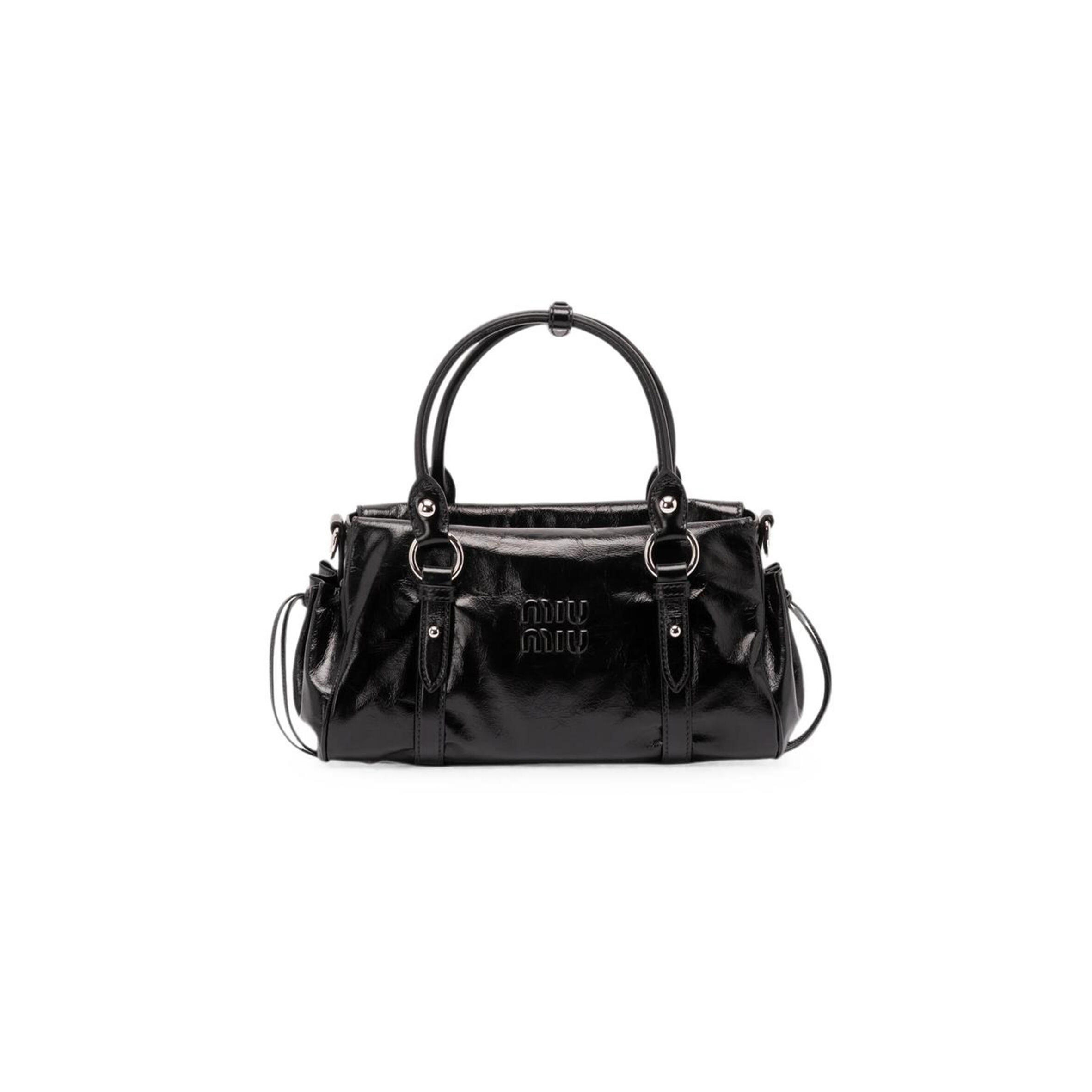 MIU MIU SMALL LEATHER BOWLING TOTE BAG 5BA336 (24*14*10.5cm)